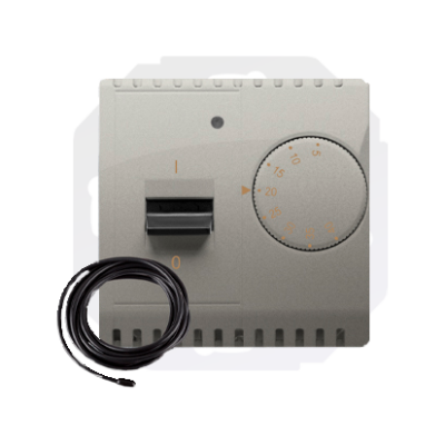 Simon Basic temperature regultor with outer sensor, satin, metallized