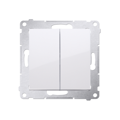 Simon 54 double two-way switch without pictogram, (module), 10AX, Screw, white