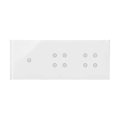 Simon 54 Touch 3 jutiklinio ekrano moduliai, 1 modulis: 1 jutiklinis laukas, 2 modulis: 4 jutikliniai laukai, 3 modulis: 4 jutikliniai laukai, Tvirtinimas: horizontaliai, baltas perlas