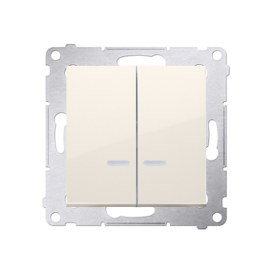 Simon 54 double intermediate switch with indicator LED light without pictogram, (module), 10AX, quick connection, cream white/electro white