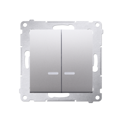 Simon 54 double intermediate switch with indicator LED light without pictogram, (module), 10AX, quick connection, silver matt, metalic