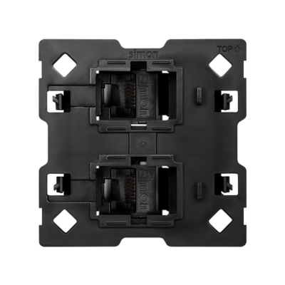 Adapteris, skirtas 2 RJ45 IT jungtims, suderinamas su „Keystone®“ ir „Systimax® Simon 100“