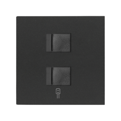 Simon 100 cover for voice and data with dust cover for 2 RJ45 connectors, black matt