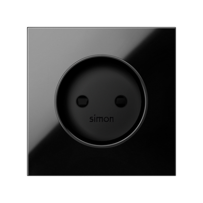 Simon 100 cover for two-pole socket outlet, black