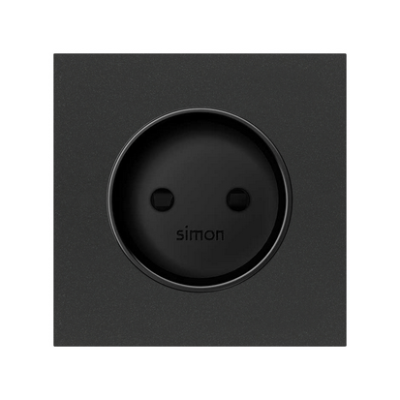Simon 100 cover for two-pole socket outlet, black matt