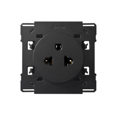 Simon 100 european-American standard socket (mechanism, without mounting frame) 15/16 A 127/250, black