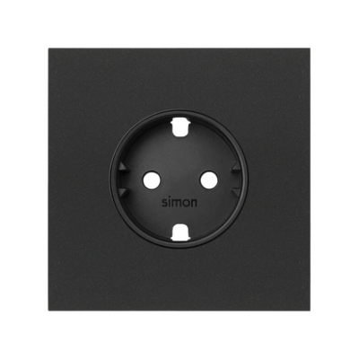 Simon 100 front kit for 1 element with 1 German socket outlet iO, black matt
