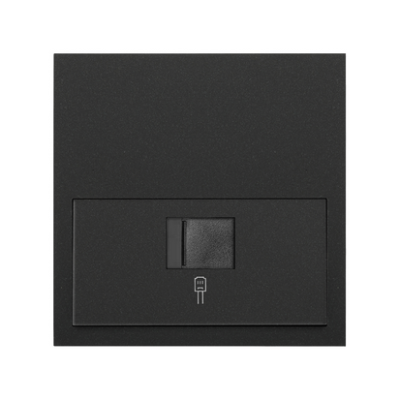 Simon 100 priekinis rinkinys, skirtas 1 elementui, su 1 RJ45 6 UTP IT jungtimi su adapteriu, matinė juoda