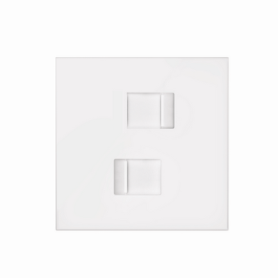 Simon 100 priekinis rinkinys, skirtas 1 elementui su 2 RJ45 jungtimis, matinė balta