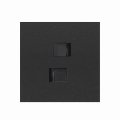 Simon 100 front kit for 1 element with 2 RJ45 connectors, black matt