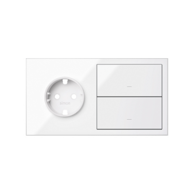 Front kit for 2 elements with 1 German socket outlet and 2 rockers
