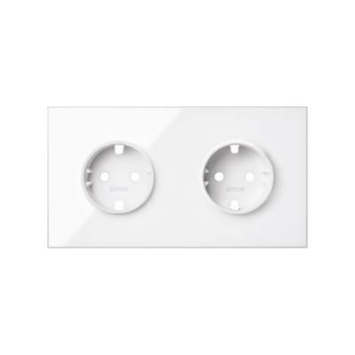 Priekinis rinkinys iš 2 elementų su 2 „Schuko“ lizdais „Simon 100“, balta