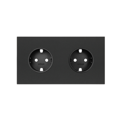 Front kit for 2 elements with 2 Schuko socket Simon 100, black matt
