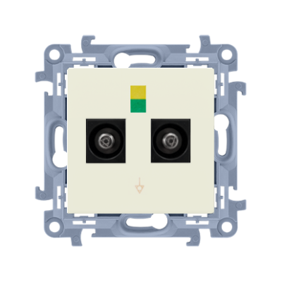 Simon 10 double equipontential socket, cream white/electro white