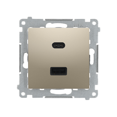 Simon 54 double USB charger, C+A, 30W, gold matt, metalic