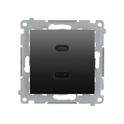 Simon 54 double USB charger, C+A, 30W, anthracite, metalic