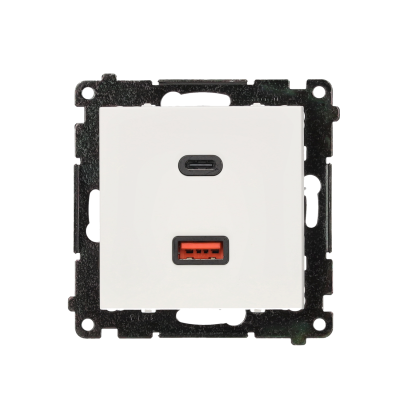 Dvigubas USB įkroviklis, C+A, (modulis), 30 W