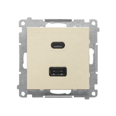 Simon 55 double USB charger, C+A, (module), 30W, champagne matt