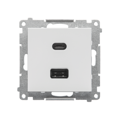 Simon 55 double USB charger, C+A, (module), 30W, light gray matt