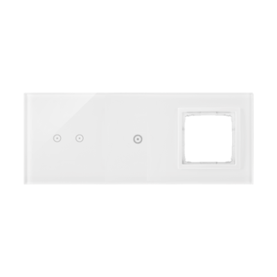 Simon 54 Touch touch panel 3 modules, Modul 1: 2 horizontal touch fields, Module 2: 1 touch field, Module 3: space for Simon 54 module, Fixing: horizontal, white pearl