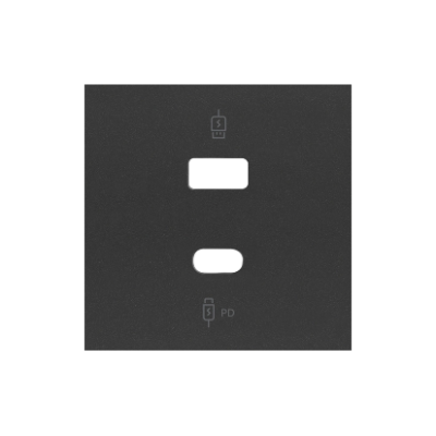 Simon 100 USB įkroviklio dangtelis su 2 jungtimis (A ir C tipų), USB: C+A, juoda