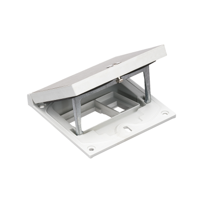 Floor box insert, IP66, IK08, 1.5×K45, module 22,5x45mm with Keyston latch for RJ45 or multimedia connectors, empty space for 45x45 module, easy access lock