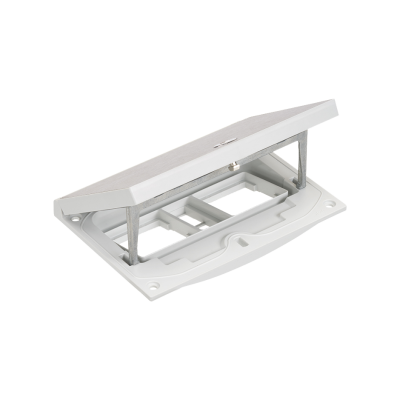 Floor box insert, IP66, IK08, 2.5×K45, module 22,5x45mm with 2 Keyston latch for RJ45 or multimedia connectors, empty space for 2 modules 45x45, allen key lock