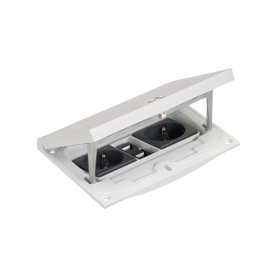 Floor box insert, IP66, IK08, 2.5×K45, 2 sockets type F (schuko), 2 modules RJ45 cat. 6 UTP, easy access lock