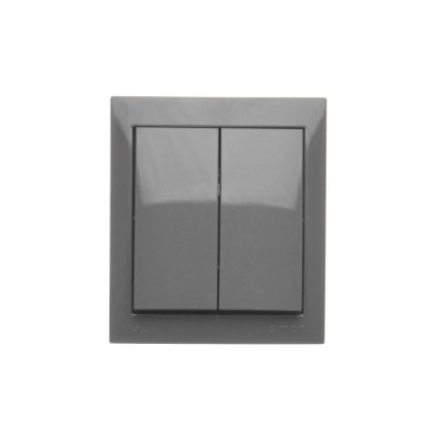 Splash-proof double two-way switch without pictogram, IP44, 10AX