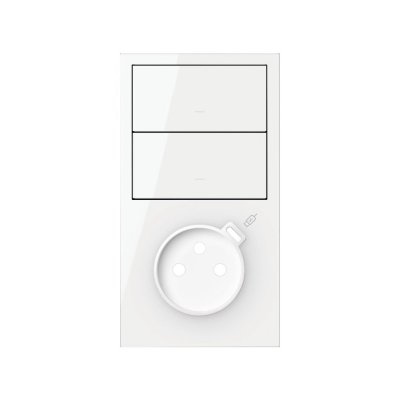 Vertical front kit for 2 elements with 1 dimmer rocker, 1 USB C charger and 1 German socket outlet, USB: C, Charging current: 2.1A