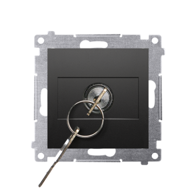 Simon 54 momentary single switches with key - two positions ''0-1'', 5A, black matt