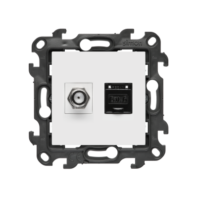 Aerial socket type "F" + computer socket RJ45 cat.6, (module), Simon 24, IP20