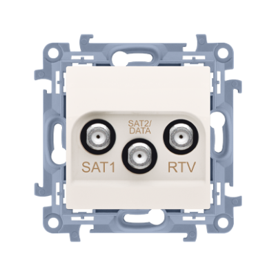 Simon 10 SAT-SAT-RTV double aerial socket, atten.: 1dB, cream white/electro white