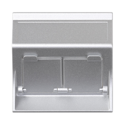 IT/telephone plague, Simon 500, For MD adapters, Double Angled With covers, 50×50mm, aluminum