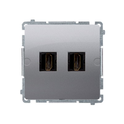 Simon Basic HDMI double socket, silver matt, metalic