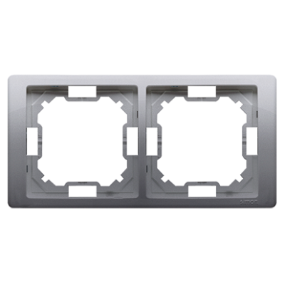 Simon Basic Neos double frame, inox, metallized