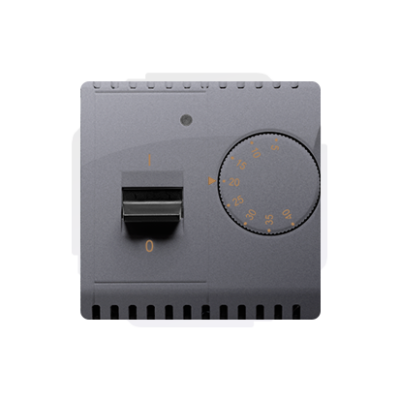 Simon Basic temperature regulator with inner detector, silver matt, metalic