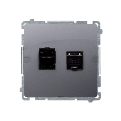 Double computer socket RJ45 category 6 with anti-dust cover, (module)