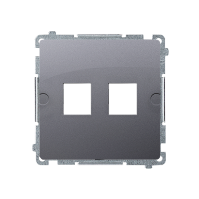 Simon Basic double Keystone flat IT/telephone socket cover, (module), silver matt, metalic
