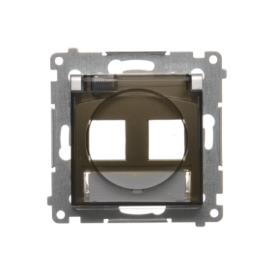 Simon 54 double IP44 ITC socket cover for Keystone with descriptive field, (module), bronze matt, metalic