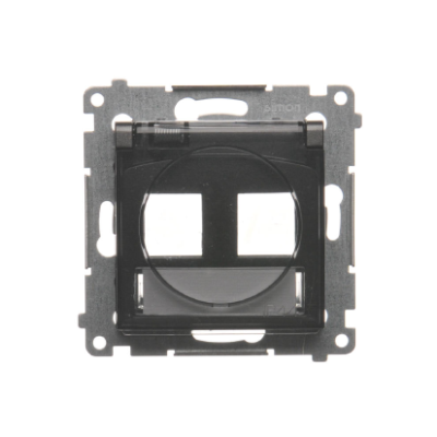Simon 54 double IP44 ITC socket cover for Keystone with descriptive field, (module), anthracite