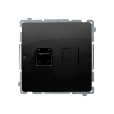 Simon Basic RJ12 single telephone socket, (module), black matt
