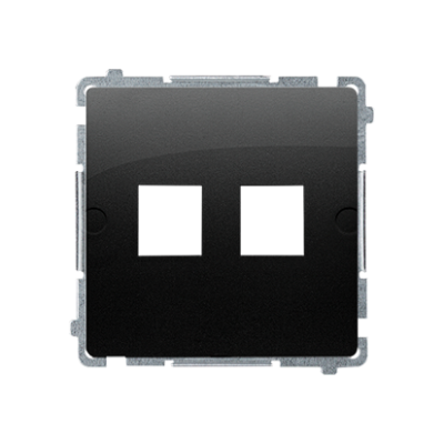 Simon Basic double Keystone flat IT/telephone socket cover, (module), black matt