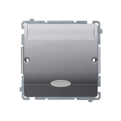 Simon Basic hotel room switch with indicator light, 10A, 2A, silver matt, metalic