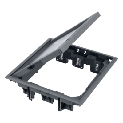 Floor box, FB, Square, 12×K45, with lock, 297×216mm, IK08, grey