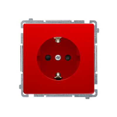 Simon Basic single socket outlet with Schuko earthing, with shutters, 16A, red