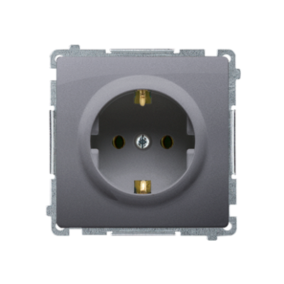 Simon Basic single socket outlet with Schuko earthing, with shutters, 16A, silver matt, metalic