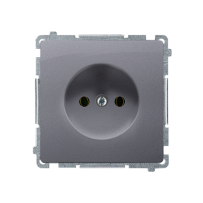 Simon Basic single socket outlet without earthing, 16A, silver matt, metalic
