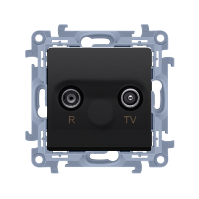 Simon 10 RTV pass-through aerial socket, atten.: 10dB, black matt