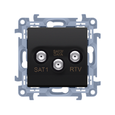 Simon 10 dviguba SAT-SAT-RTV antenos lizdas, silpnumas: 1 dB, matinė juoda